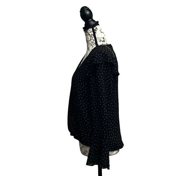 Sanctuary Black Polka Dot  Womens Cori Pullover Blouse Sem Sheer Boho Peasent S - Picture 4 of 10